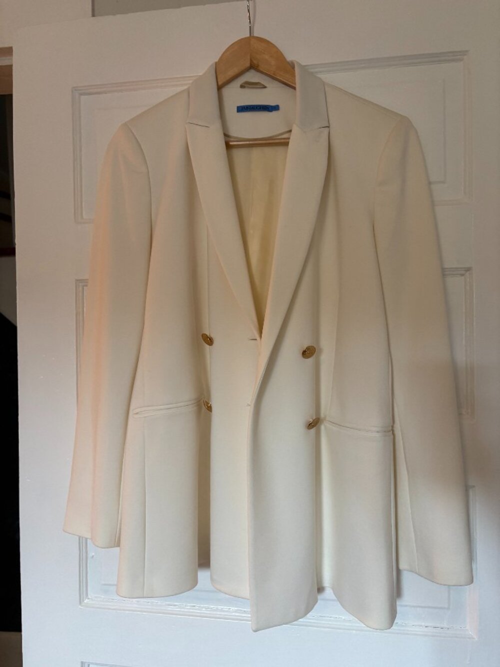 J.McLaughlin Double-Breasted Ivory Blazer With Gold Buttons
